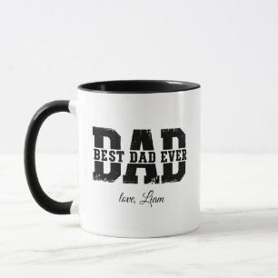 Personalized Best Dad Ever Photo Collage Black Mug