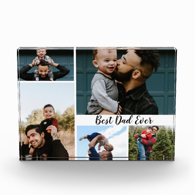 Personalized Best Dad Ever Photo Collage Block (Front)