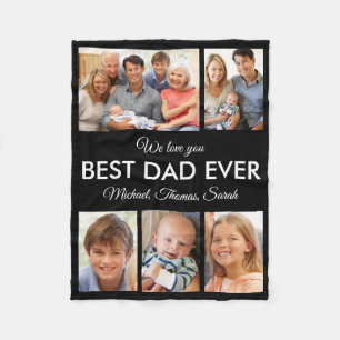 Personalized Best Dad Ever Photo Collage Father Fleece Blanket