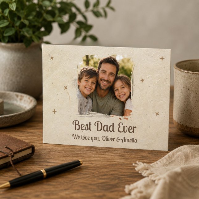 Personalized Best Dad Ever Photo Holiday Card (Creator Uploaded)
