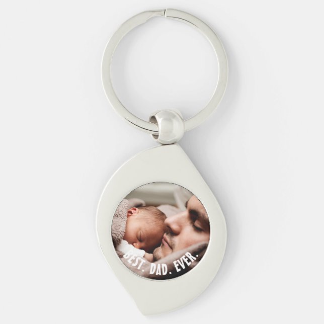 Personalized Best Dad Ever, Photo   Keychain (Front)