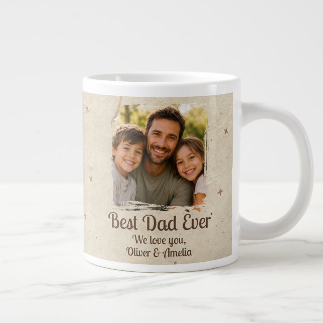 Personalized Best Dad Ever Photo Large Coffee Mug (Right)