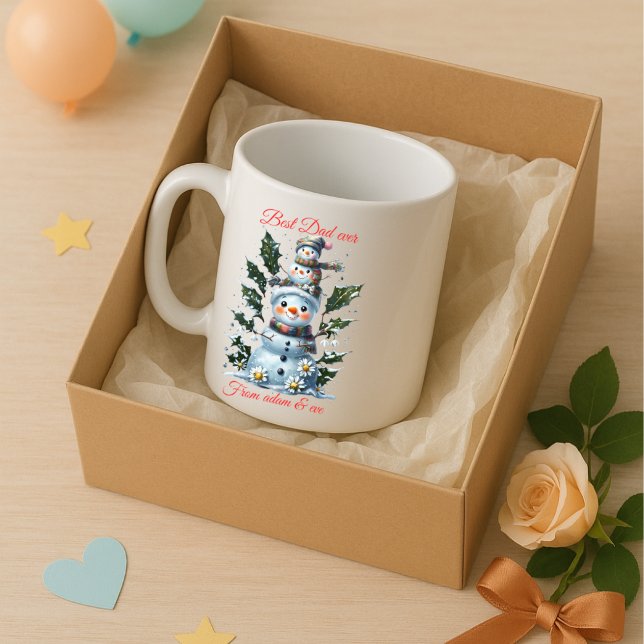 Personalized Best Dad Ever Snowman_Custom nom Coffee Mug (Creator Uploaded)