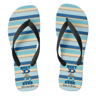 Personalized Best DAD Ever Striped Flip Flops