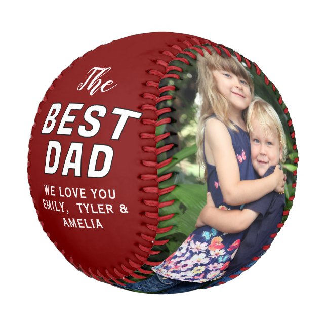 Personalized Best Dad Photo Father’s Day Baseball (Angled)