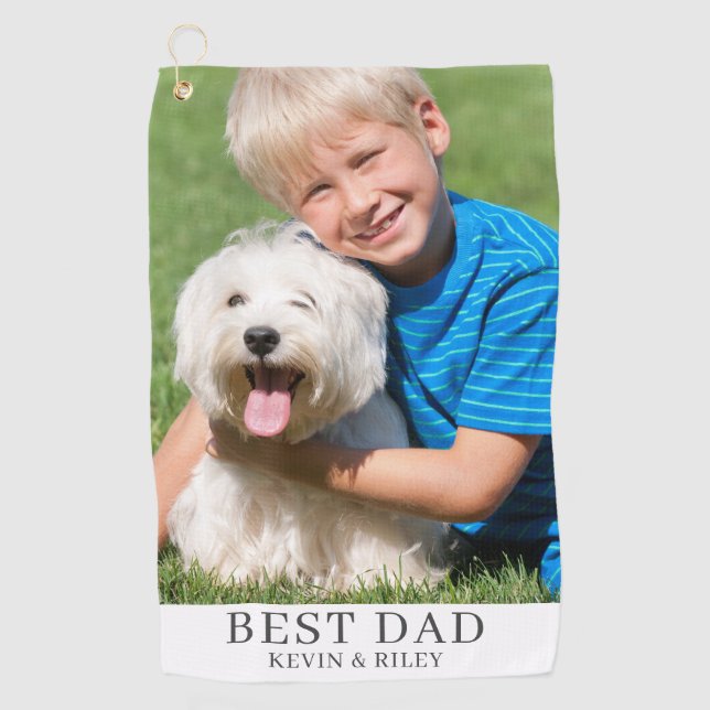 Personalized Best Dad Photo  Golf Towel (Front)