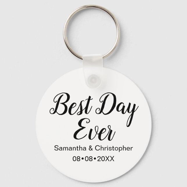 Personalized Best Day Ever Wedding Keychain (Front)