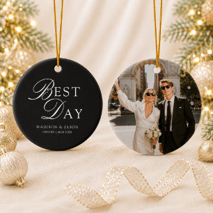 Personalized Best Day Photo Christmas Ornament 