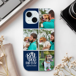 Personalized Best Dog Dad – Collage 4-Photos iPhone 15 Case