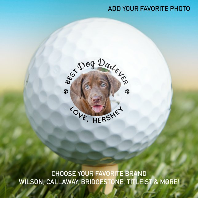 Personalized Best Dog Dad Ever Modern Photo Golf Balls (Creator Uploaded)