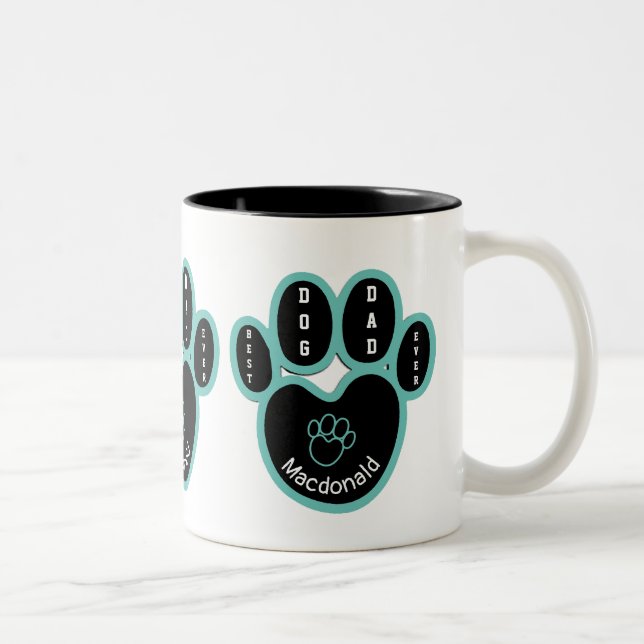 Personalized BEST DOG DAD EVER Two-Tone Coffee Mug (Right)