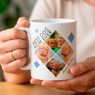 Personalized Best Dog Mom Ever Photo Collage Coffee Mug