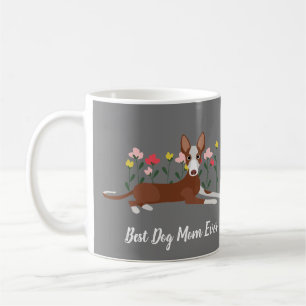 Personalized Best Dog Mom Ever Podenco Floral  Coffee Mug