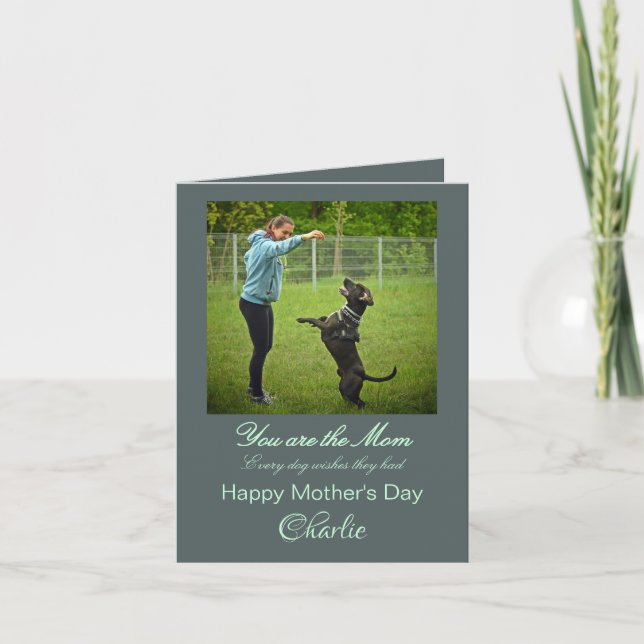 personalized best dog mom greeting card (Front)