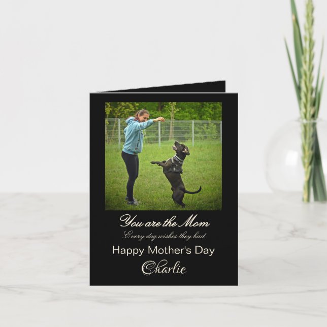personalized best dog mom greeting card (Front)