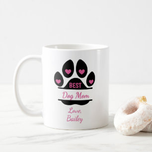 Personalized Best Dog Mom Paw Print Coffee Mug