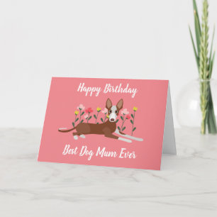 Personalized Best Dog Mom Podenco Pink Floral Card
