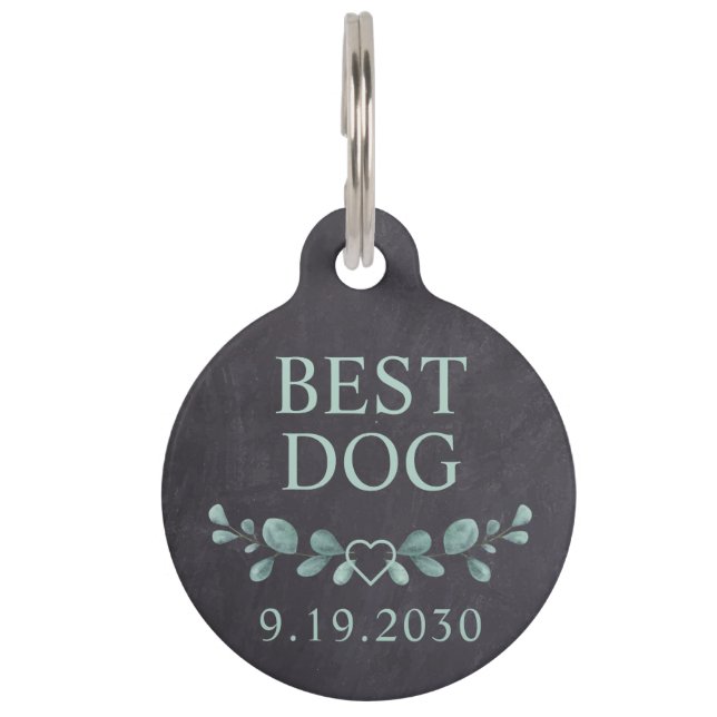 Personalized Best Dog Rustic Pet Wedding  Tag (Front)