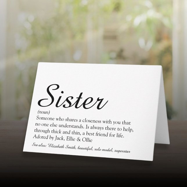 Personalized Best Ever Sister Definition Script Card (Personalized Best Ever Sister Definition Script Card)