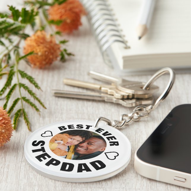Personalized Best Ever Stepdad | Photo Keychain (Front Right)