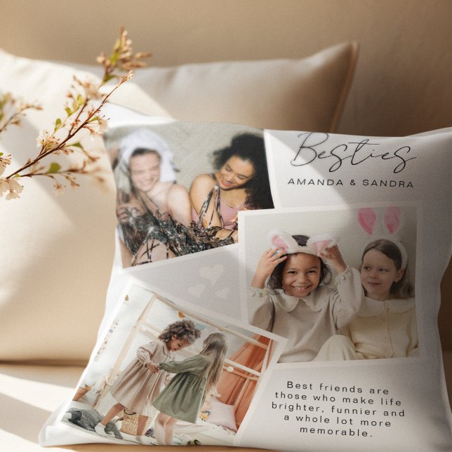 Personalized Best Friend 3 Photo Throw Pillow (Creator Uploaded)