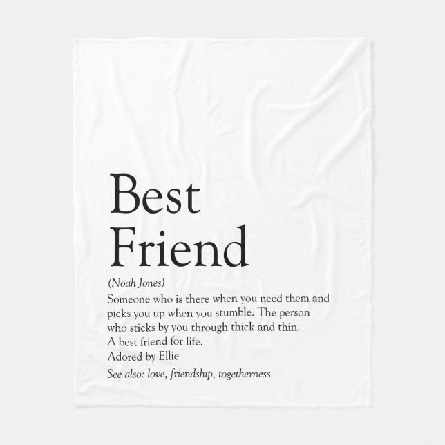 Personalized Best Friend Definition Modern Fun Fleece Blanket (Front)