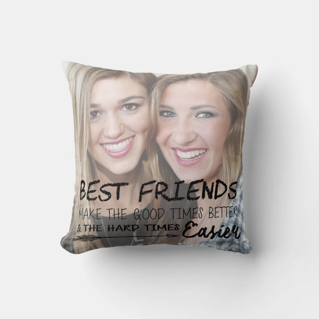 Personalized Best Friend Photo BFF Chic Friendship Throw Pillow (Front)