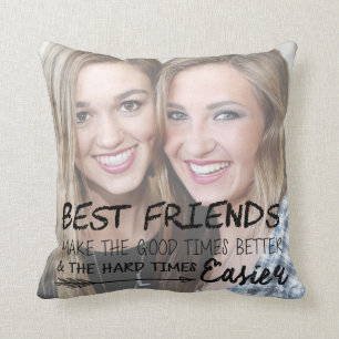 Personalized Best Friend Photo BFF Friendship Blue Throw Pillow