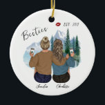 Personalized Best Friend portrait - Custom Bff Ceramic Ornament<br><div class="desc">I can edit anything you want, feel free to contact me. It's free of charge. The Personalized Best Friend Portrait - Custom Bff Ceramic Ornament is a special and unique way to celebrate your friendship. This one-of-a-kind ornament features a hand-painted portrait of you and your best friend, making it a...</div>