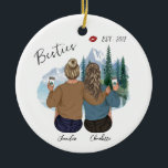 Personalized Best Friend portrait - Custom Bff Ceramic Ornament<br><div class="desc">I can edit anything you want, feel free to contact me. It's free of charge. The Personalized Best Friend Portrait - Custom Bff Ceramic Ornament is a special and unique way to celebrate your friendship. This one-of-a-kind ornament features a hand-painted portrait of you and your best friend, making it a...</div>