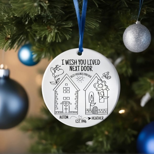 Personalized Best Friend Upload Photo Christmas Ceramic Ornament (Creator Uploaded)