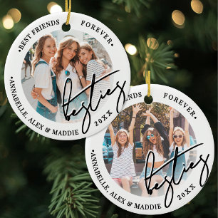 Personalized Best Friends 2 Photo Ceramic Ornament