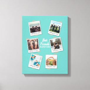 Personalized Best Friends 6 Photo Custom Collage Canvas Print