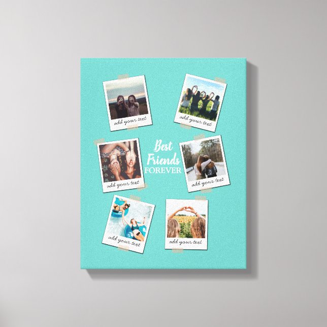 Personalized Best Friends 6 Photo Custom Collage Canvas Print (Front)