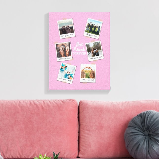 Personalized Best Friends 6 Photo Custom Collage Canvas Print (Insitu(LivingRoom))