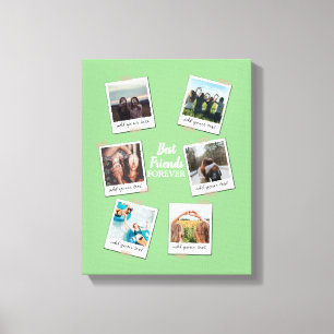 Personalized Best Friends 6 Photo Custom Collage Canvas Print