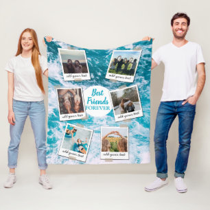 Personalized Best Friends 6 Photo Custom Collage Fleece Blanket