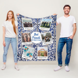 Personalized Best Friends 6 Photo Custom Collage Fleece Blanket