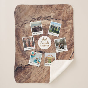 Personalized Best Friends 6 Photo Custom Collage Sherpa Blanket