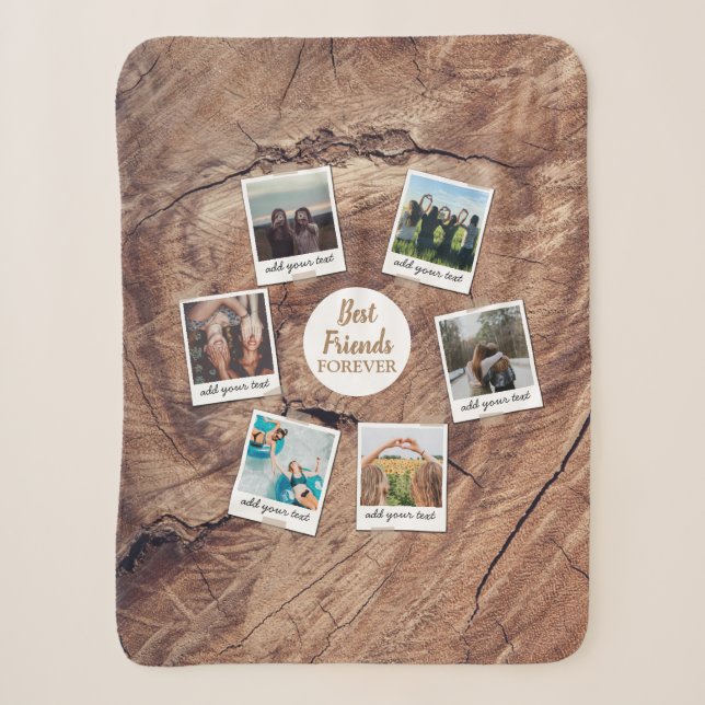Personalized Best Friends 6 Photo Custom Collage Sherpa Blanket (Front)