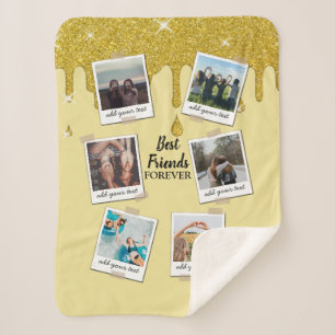 Personalized Best Friends 6 Photo Custom Collage Sherpa Blanket