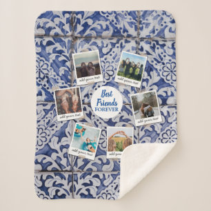 Personalized Best Friends 6 Photo Custom Collage Sherpa Blanket