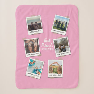 Personalized Best Friends 6 Photo Custom Collage Sherpa Blanket