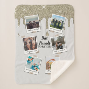 Personalized Best Friends 6 Photo Custom Collage Sherpa Blanket