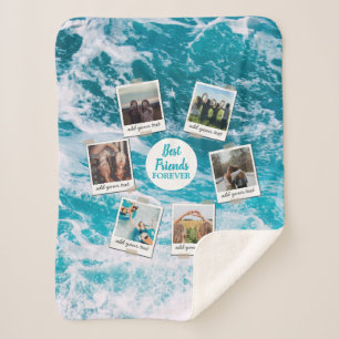 Personalized Best Friends 6 Photo Custom Collage Sherpa Blanket