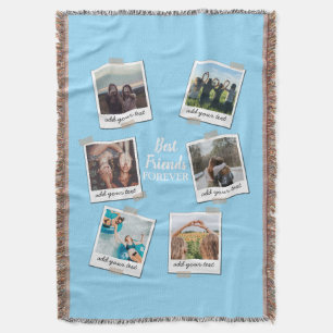 Personalized Best Friends 6 Photo Custom Collage Throw Blanket