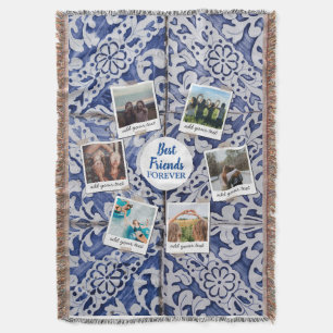 Personalized Best Friends 6 Photo Custom Collage Throw Blanket