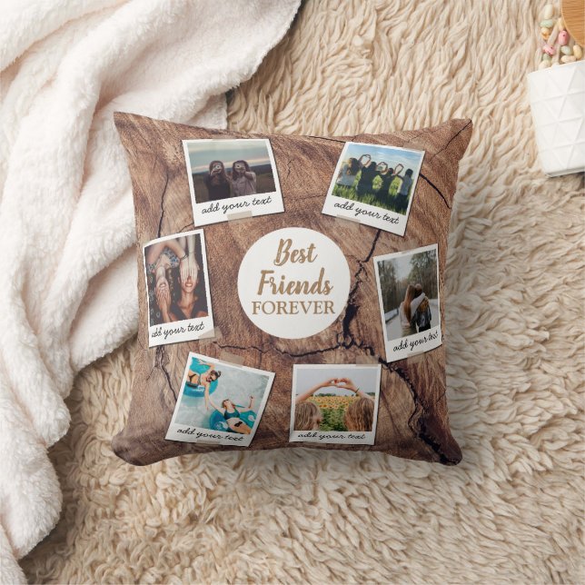 Personalized Best Friends 6 Photo Custom Collage Throw Pillow (Blanket)