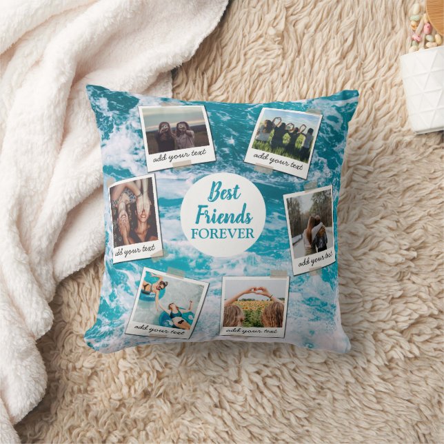 Personalized Best Friends 6 Photo Custom Collage Throw Pillow (Blanket)
