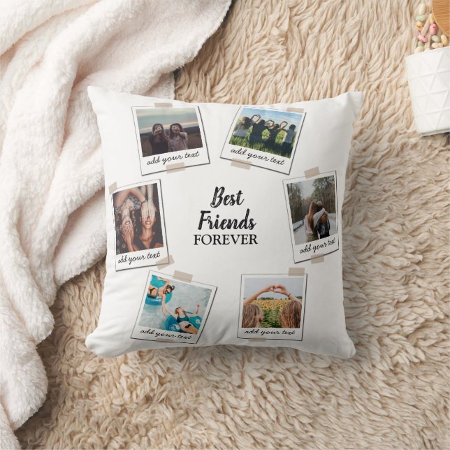 Personalized Best Friends 6 Photo Custom Collage Throw Pillow (Blanket)